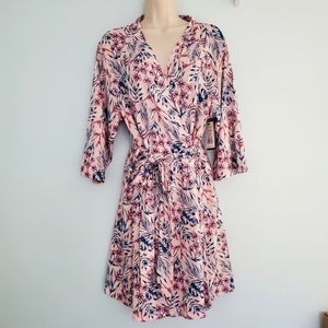 Rene Rofe Pink Tropical Floral Robe - L